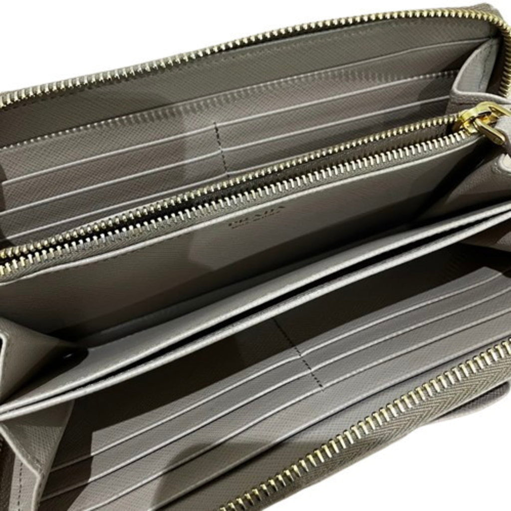 Prada Pink Beige Leather Long Wallet (Bi-Fold) (Pre-Owned)