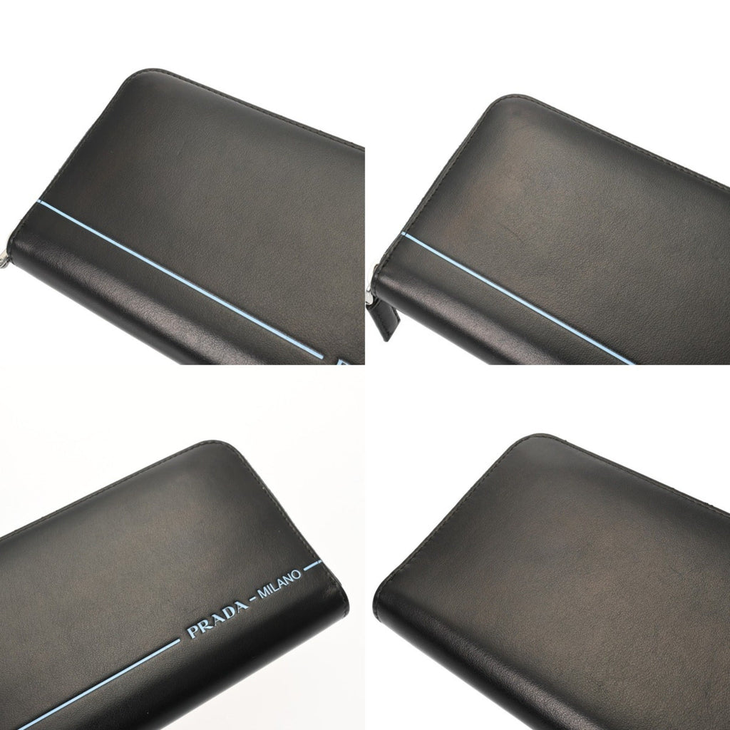 Prada Black Leather Long Wallet (Bi-Fold) (Pre-Owned)
