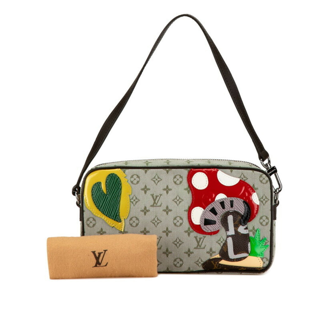 Louis Vuitton Green Khaki Canvas Leather Shoulder Bag (Pre-Owned)