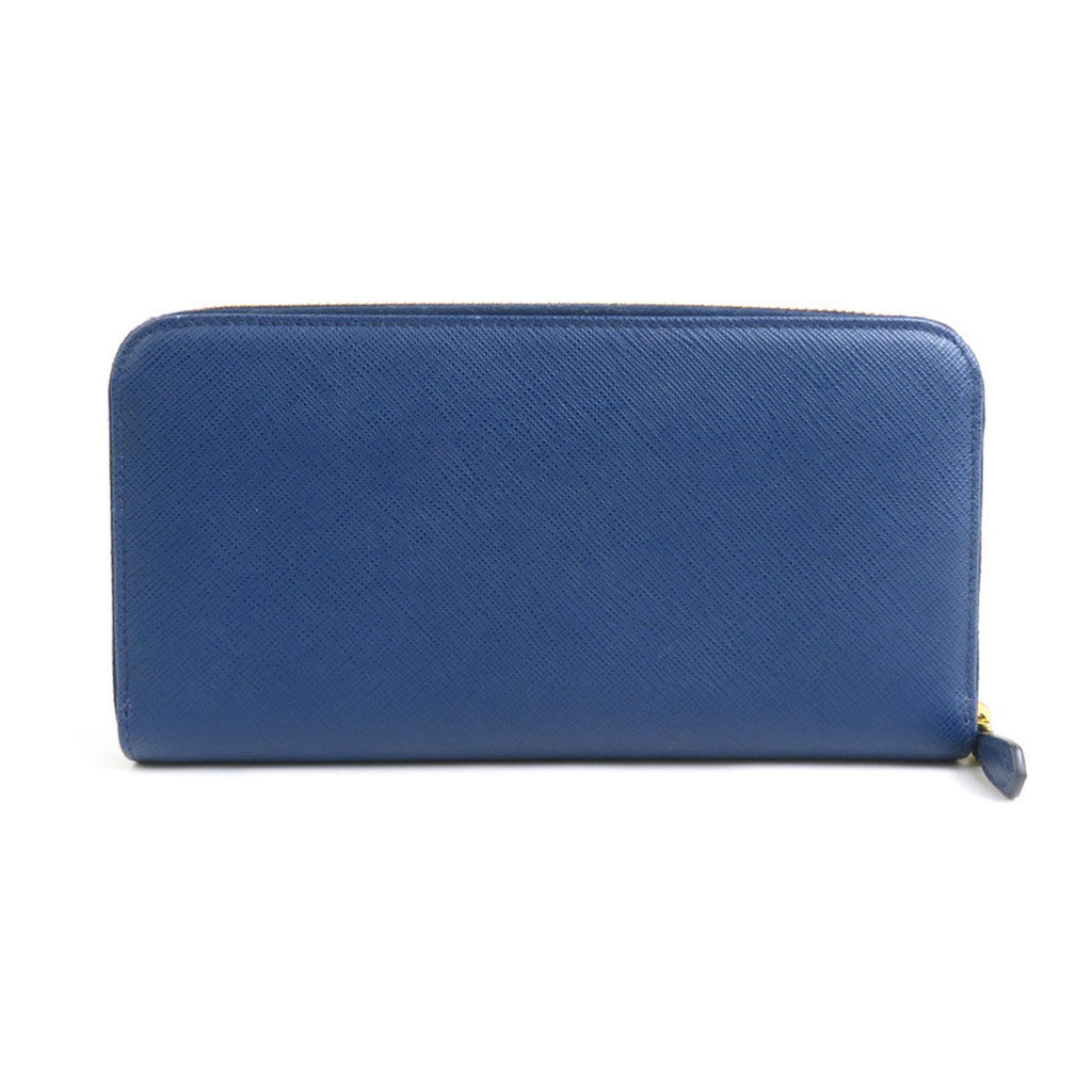 Prada Blue Leather Long Wallet (Bi-Fold) (Pre-Owned)