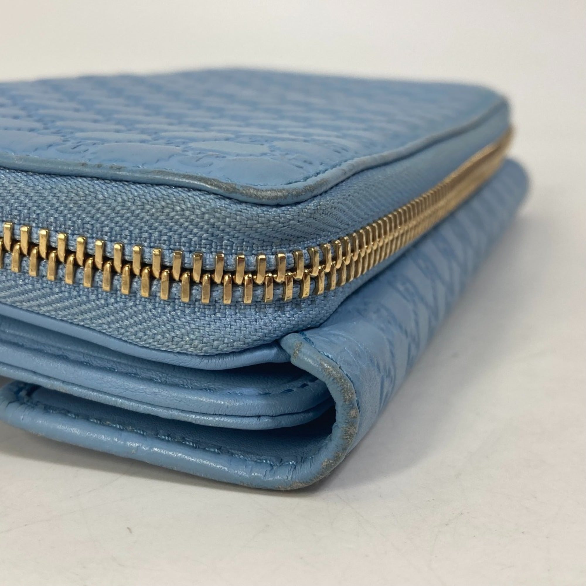 Gucci Blue Leather Long Wallet (Bi-Fold) (Pre-Owned)