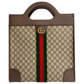 Gucci Brown Green Red Color Leather Pvc Handbag Tote Bag (Pre-Owned)