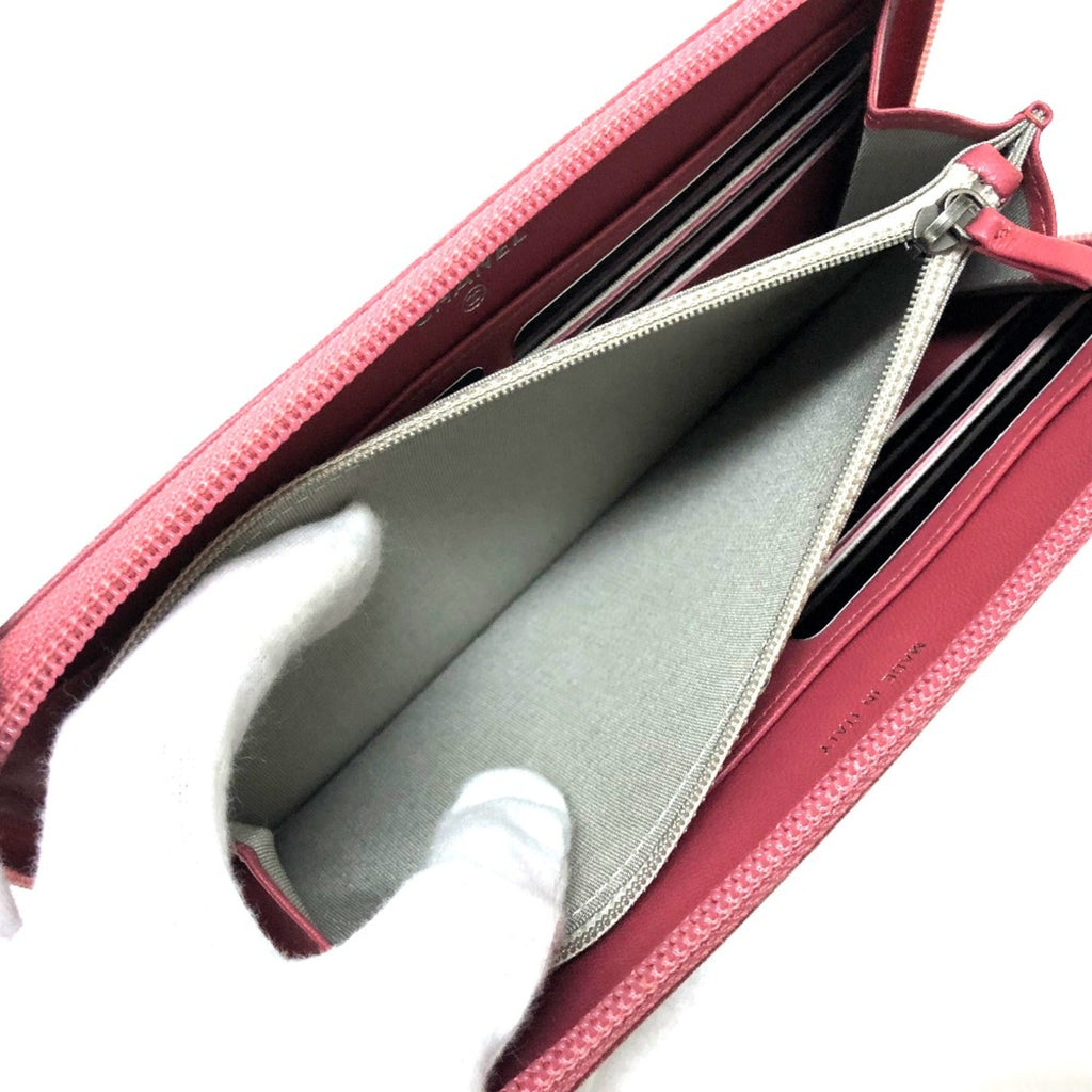 Chanel Pink Leather Long Wallet (Bi-Fold) (Pre-Owned)
