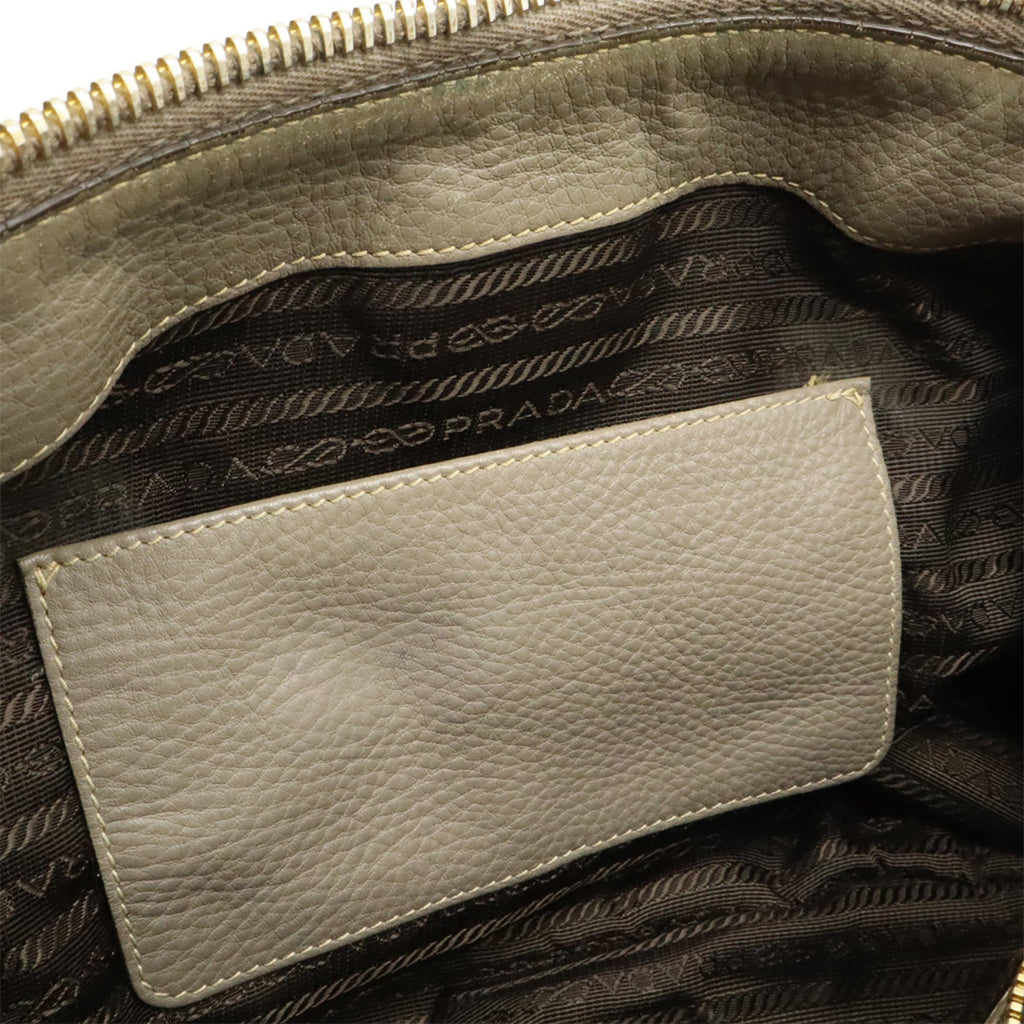 Prada Grayish Leather Shoulder Bag Tote Bag (Pre-Owned)