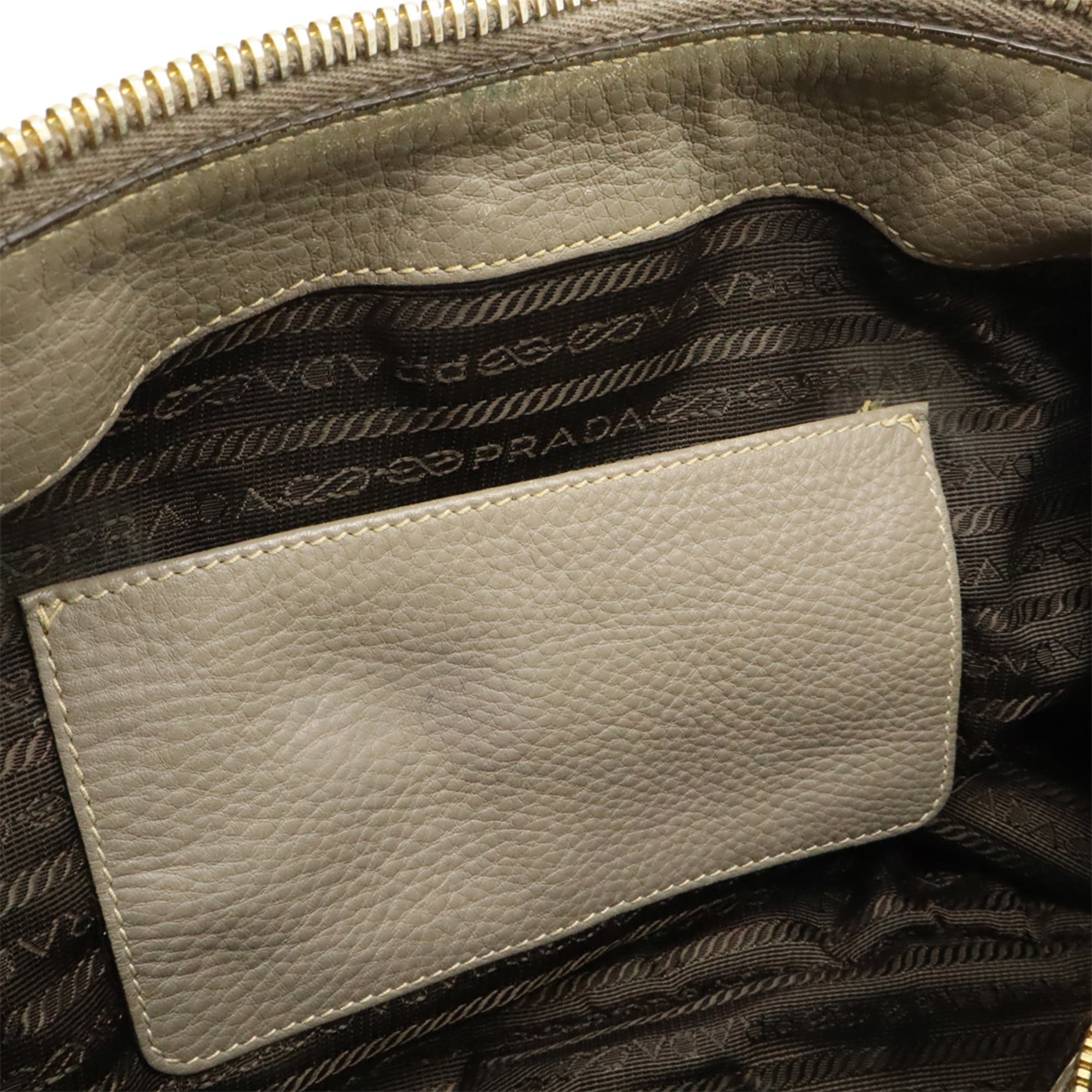 Prada Grayish Leather Shoulder Bag Tote Bag (Pre-Owned)