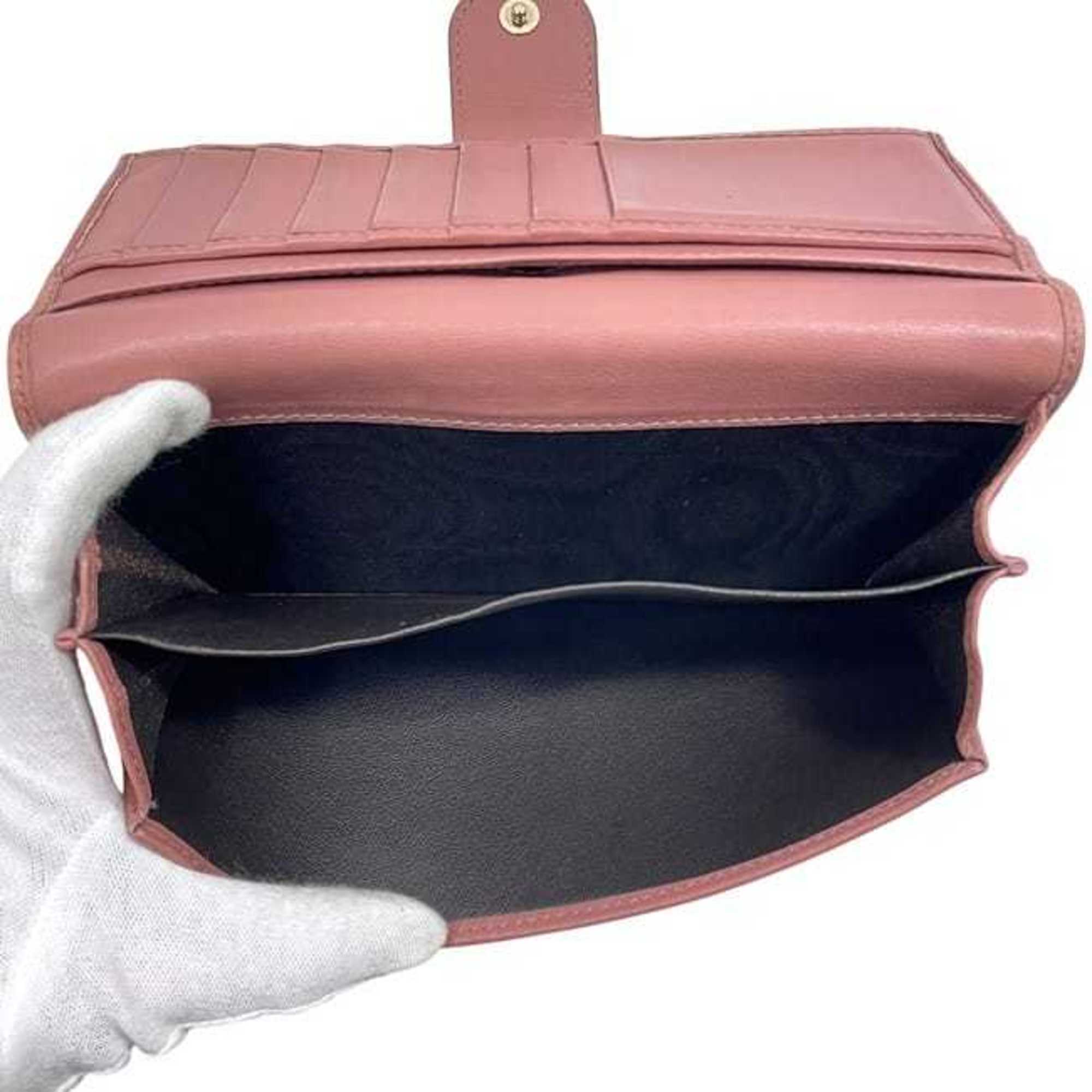 Gucci Pink Leather Long Wallet (Bi-Fold) (Pre-Owned)