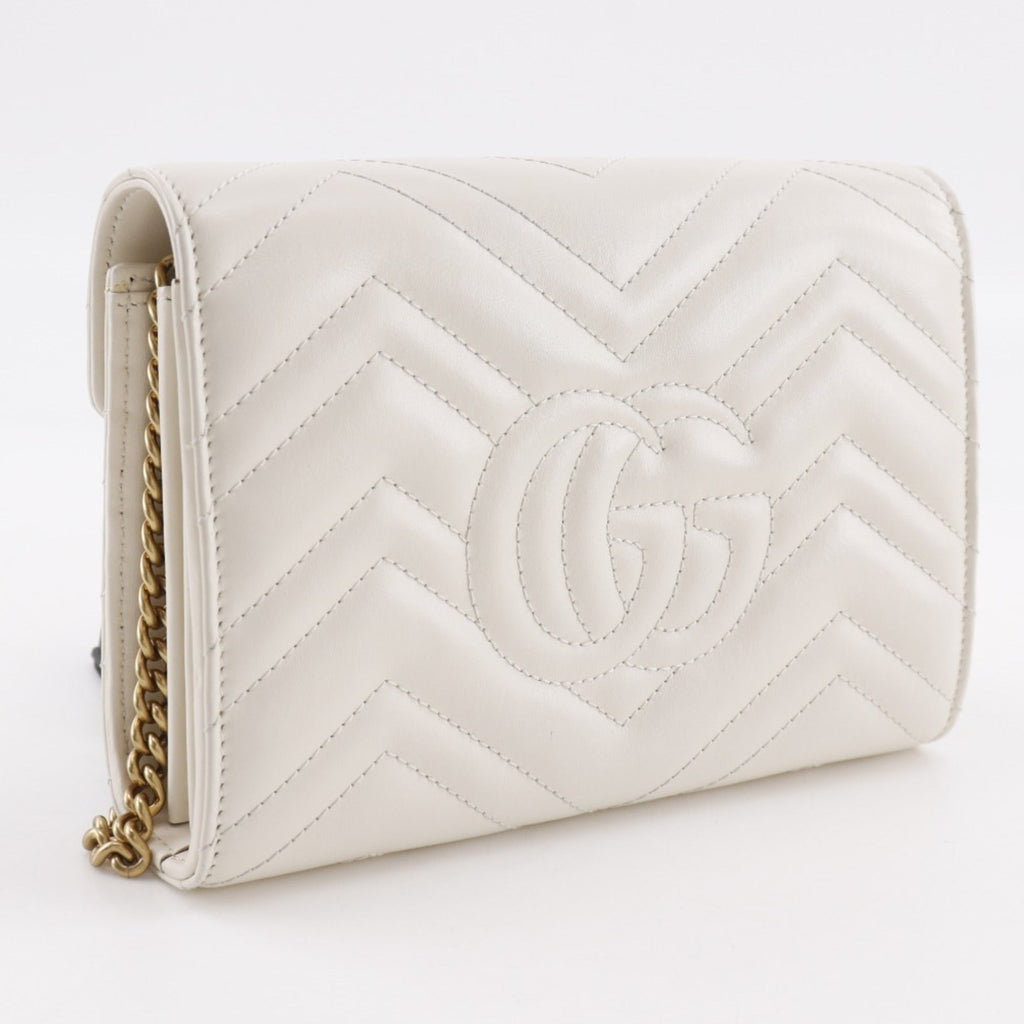 Gucci White Leather Chain/Shoulder Wallet (Pre-Owned)