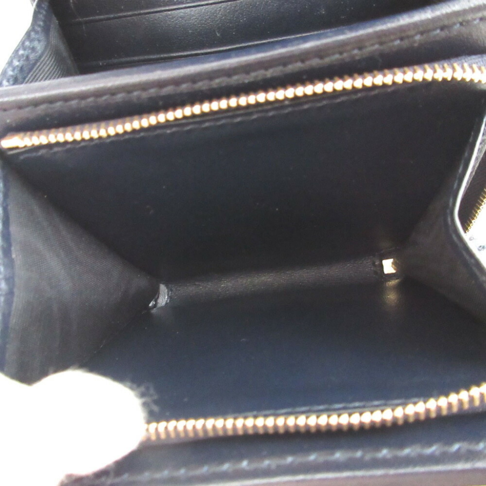 Gucci Beige Navy Canvas Leather Coin Purse/Coin Case (Pre-Owned)