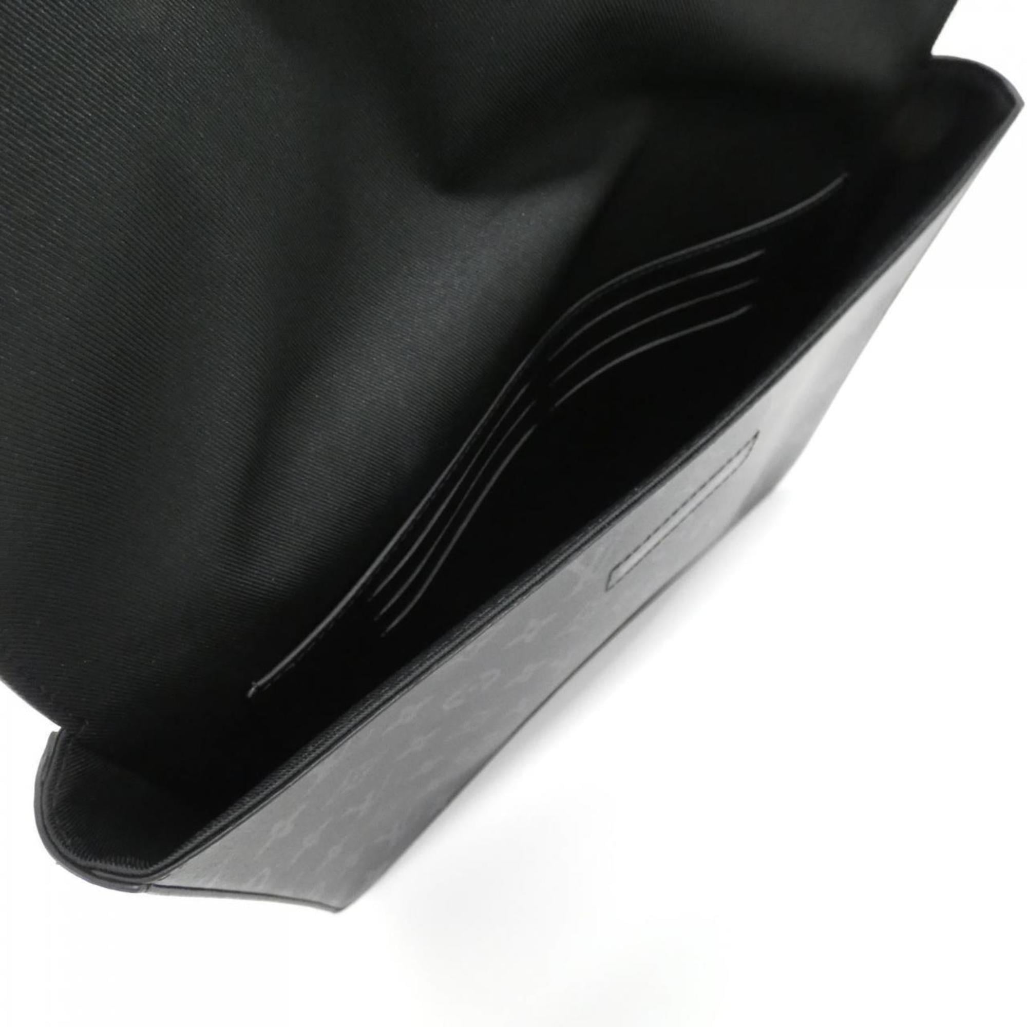 Louis Vuitton Black Coated Canvas Clutch Bag Handbag (Pre-Owned)