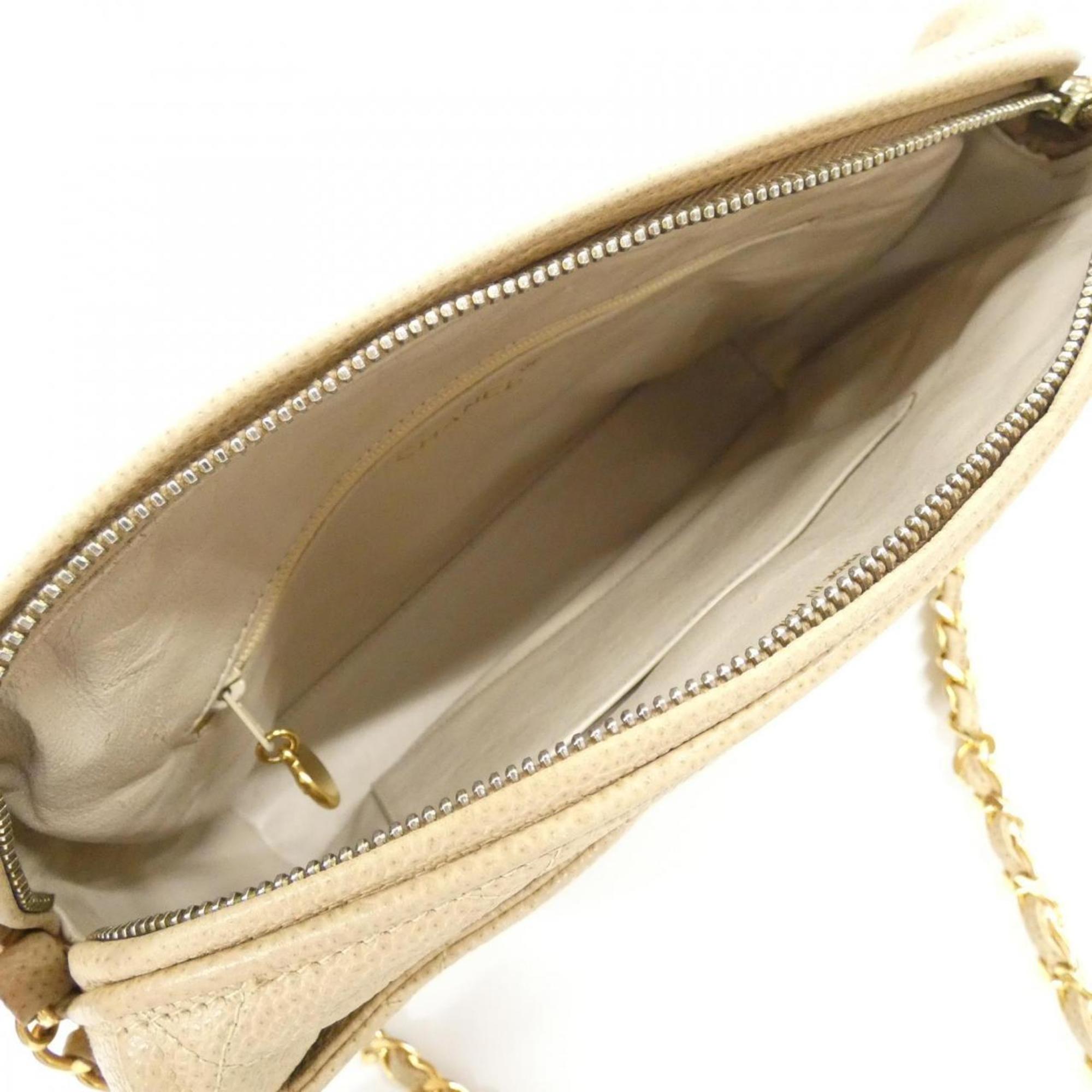 Chanel Beige Grained Calfskin Shoulder Bag (Pre-Owned)