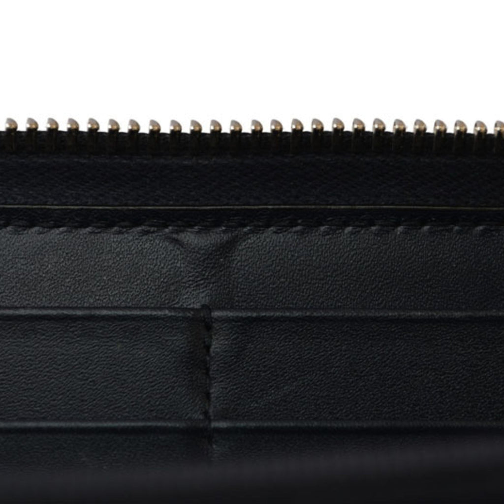 Gucci Dark Navy Red Color Leather Long Wallet (Bi-Fold) (Pre-Owned)