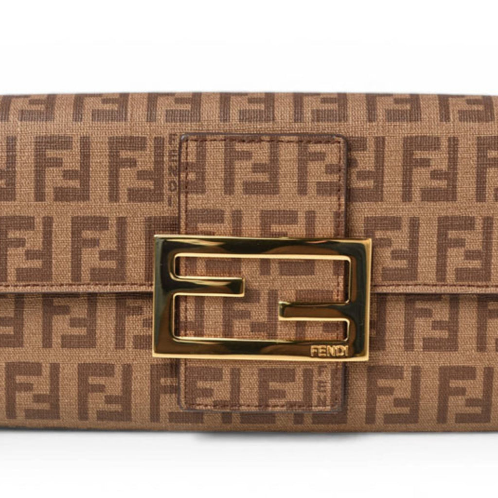 Fendi Zucca Beige Brown Zucca Long Wallet (Bi-Fold) (Pre-Owned)
