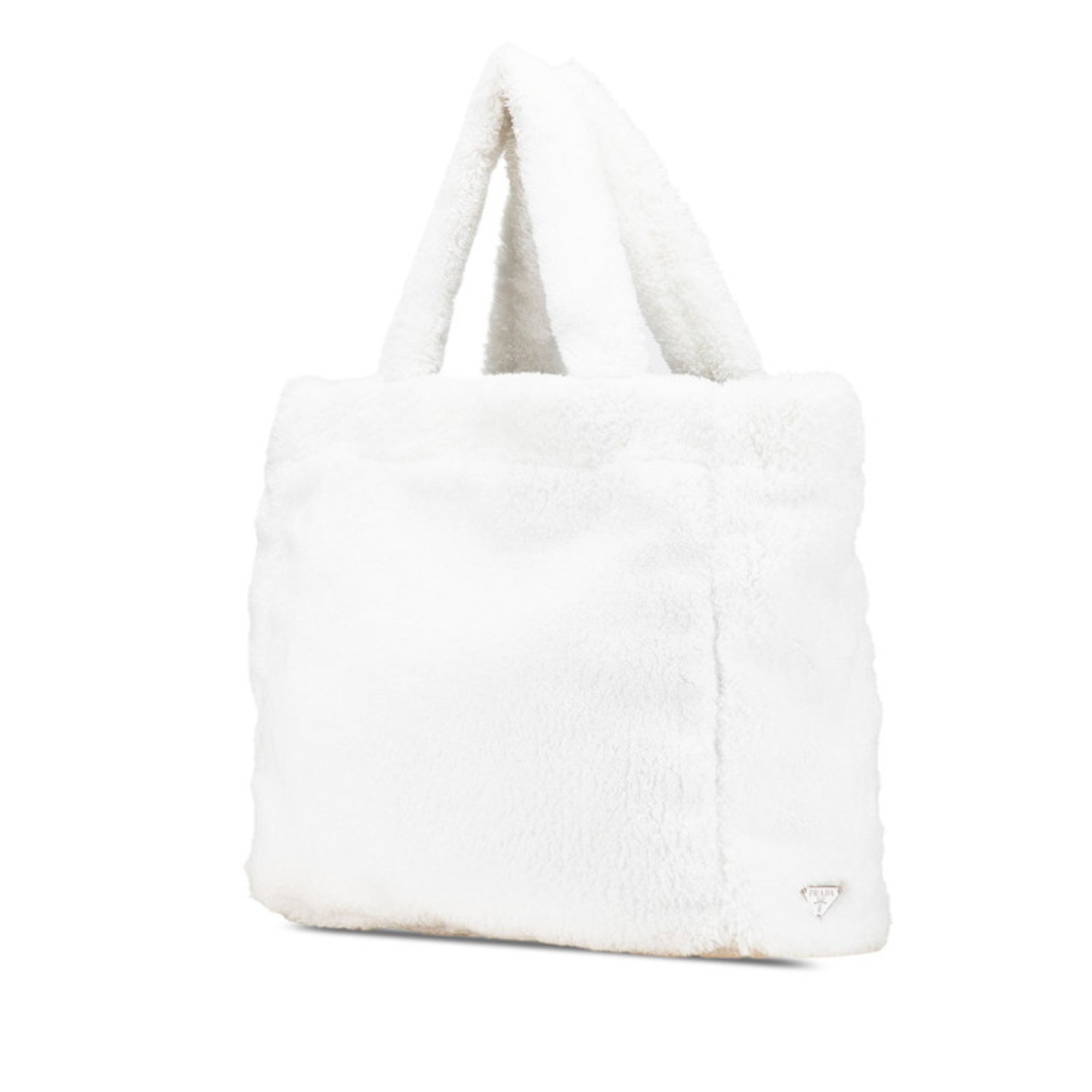 Prada White Pile Fabric Tote Bag (Pre-Owned)