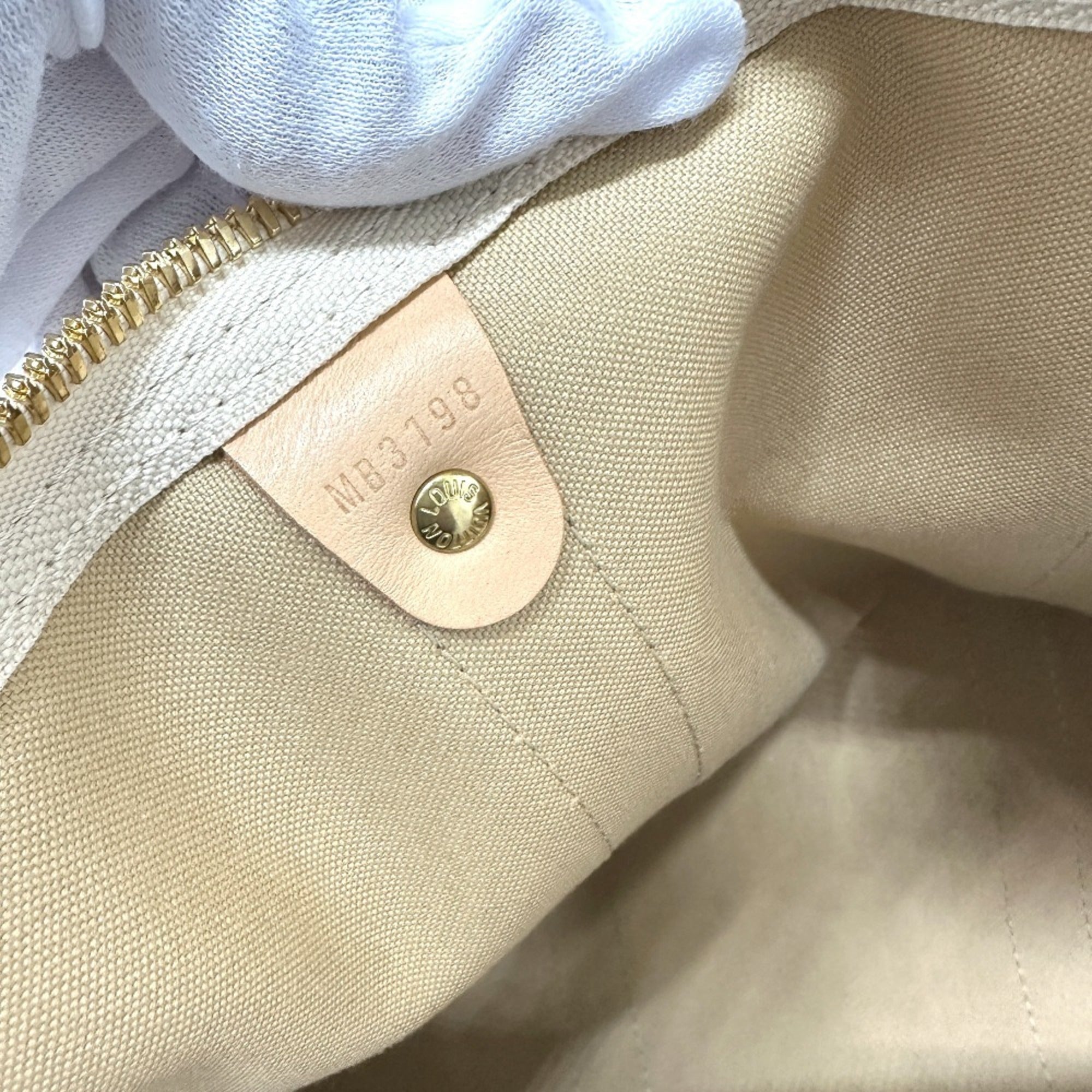 Louis Vuitton White Damier Azur Boston Bag (Pre-Owned)