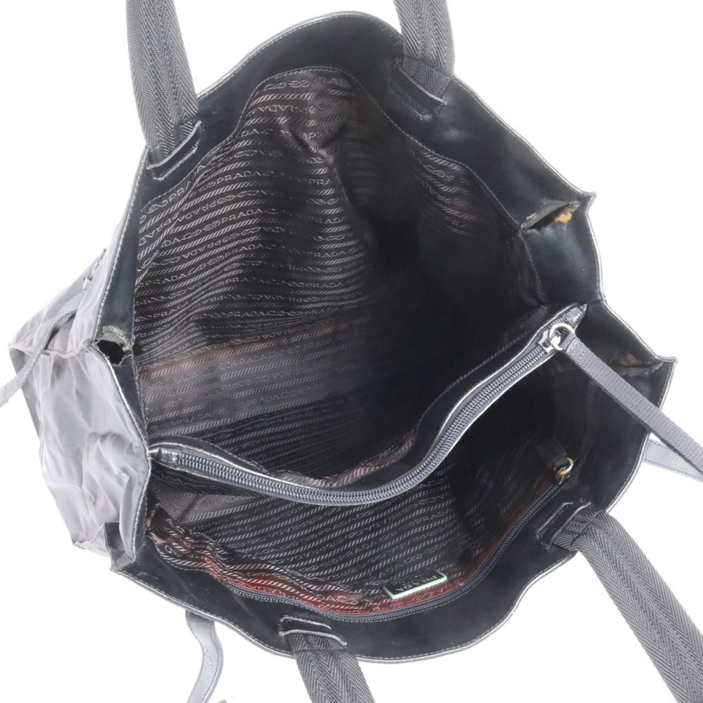 Prada Black Nylon Leather Handbag Tote Bag (Pre-Owned)