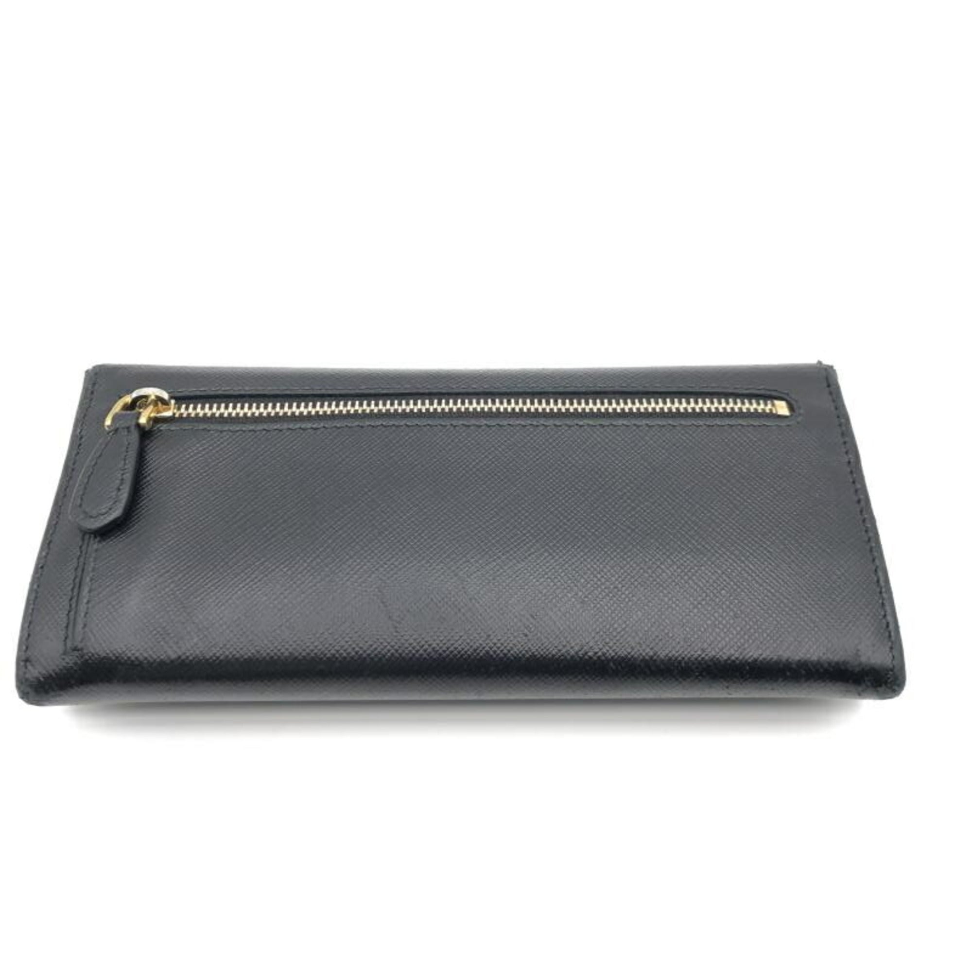 Prada Black Saffiano Long Wallet (Bi-Fold) (Pre-Owned)