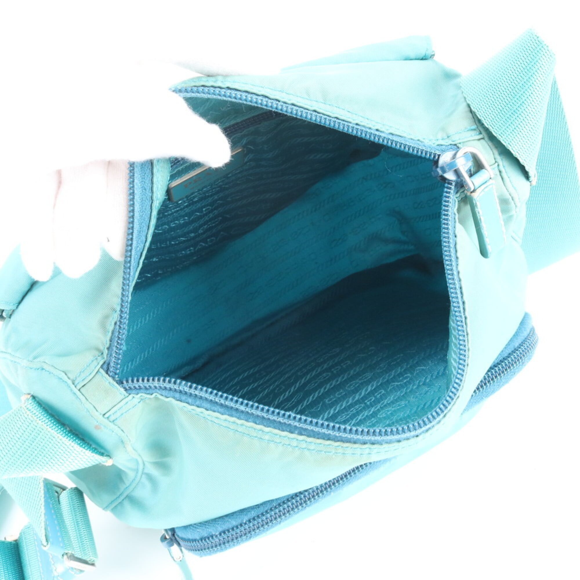 Prada Green Nylon Leather Shoulder Bag (Pre-Owned)