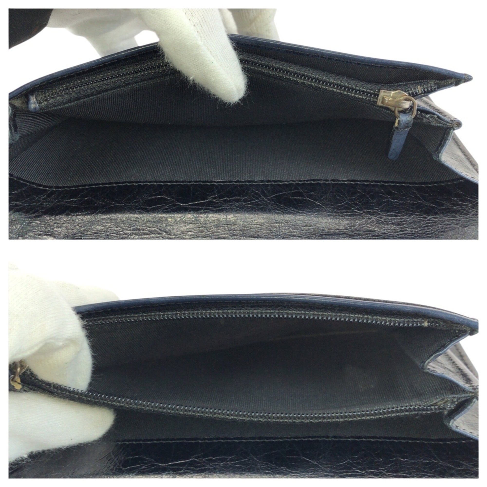 Chanel Navy Leather Wallet (Bi-Fold) (Pre-Owned)