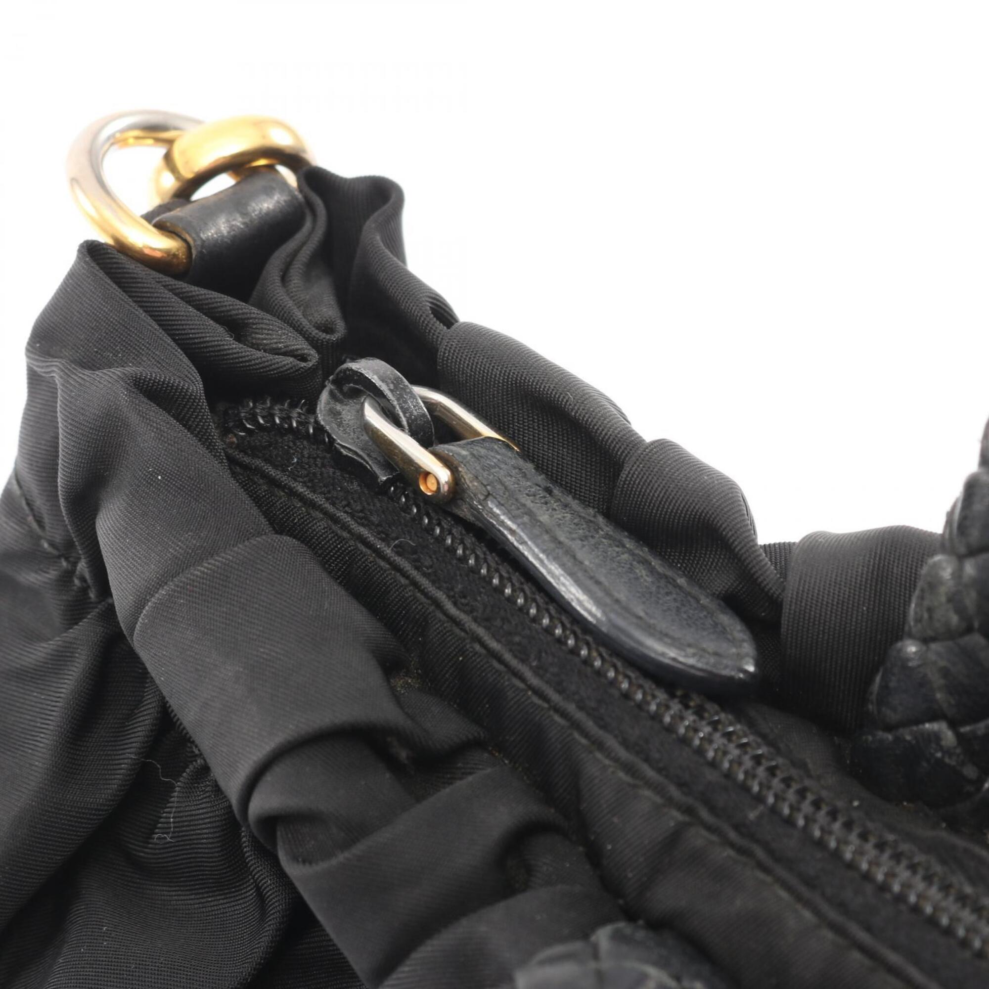 Prada Black Nylon Leather Handbag (Pre-Owned)