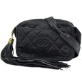 Chanel Matelasse Black Fabric Leather Shoulder Bag (Pre-Owned)