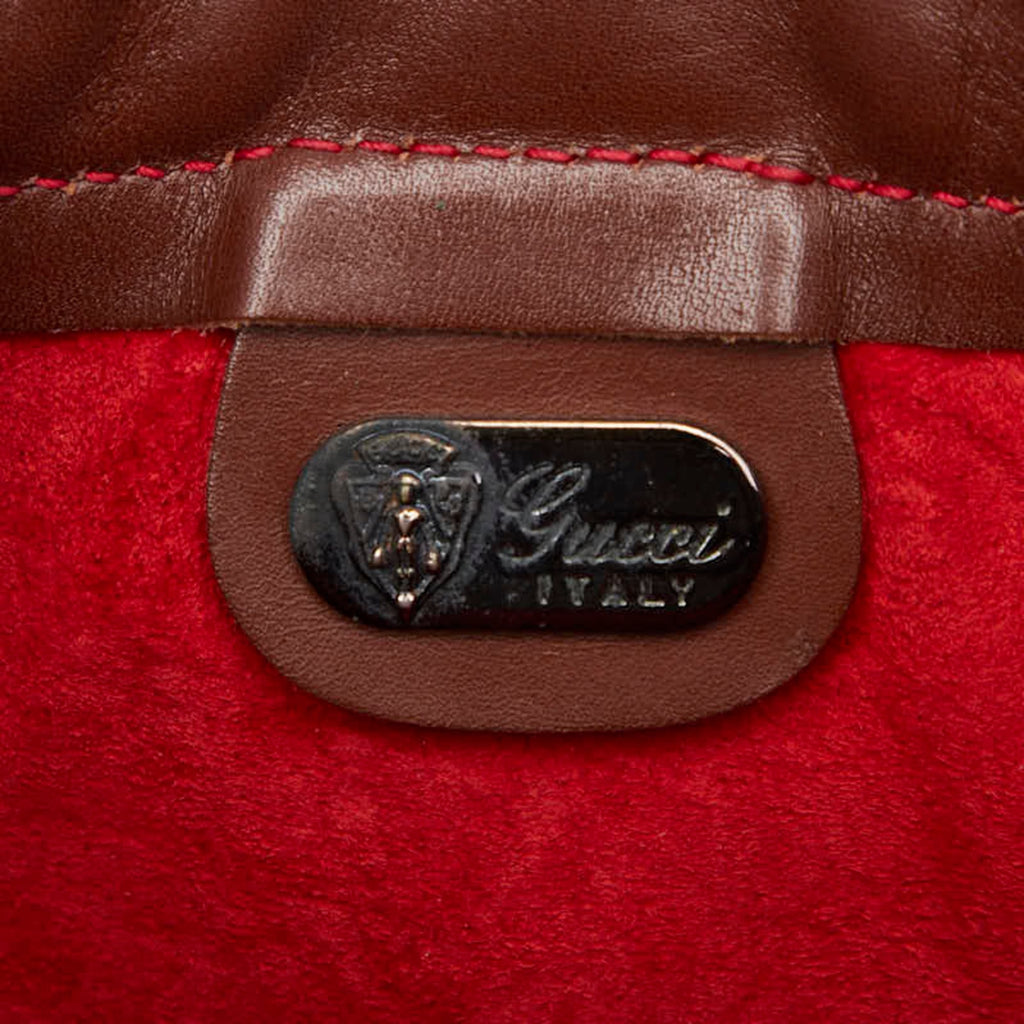 Gucci Red Brown Leather Shoulder Bag (Pre-Owned)