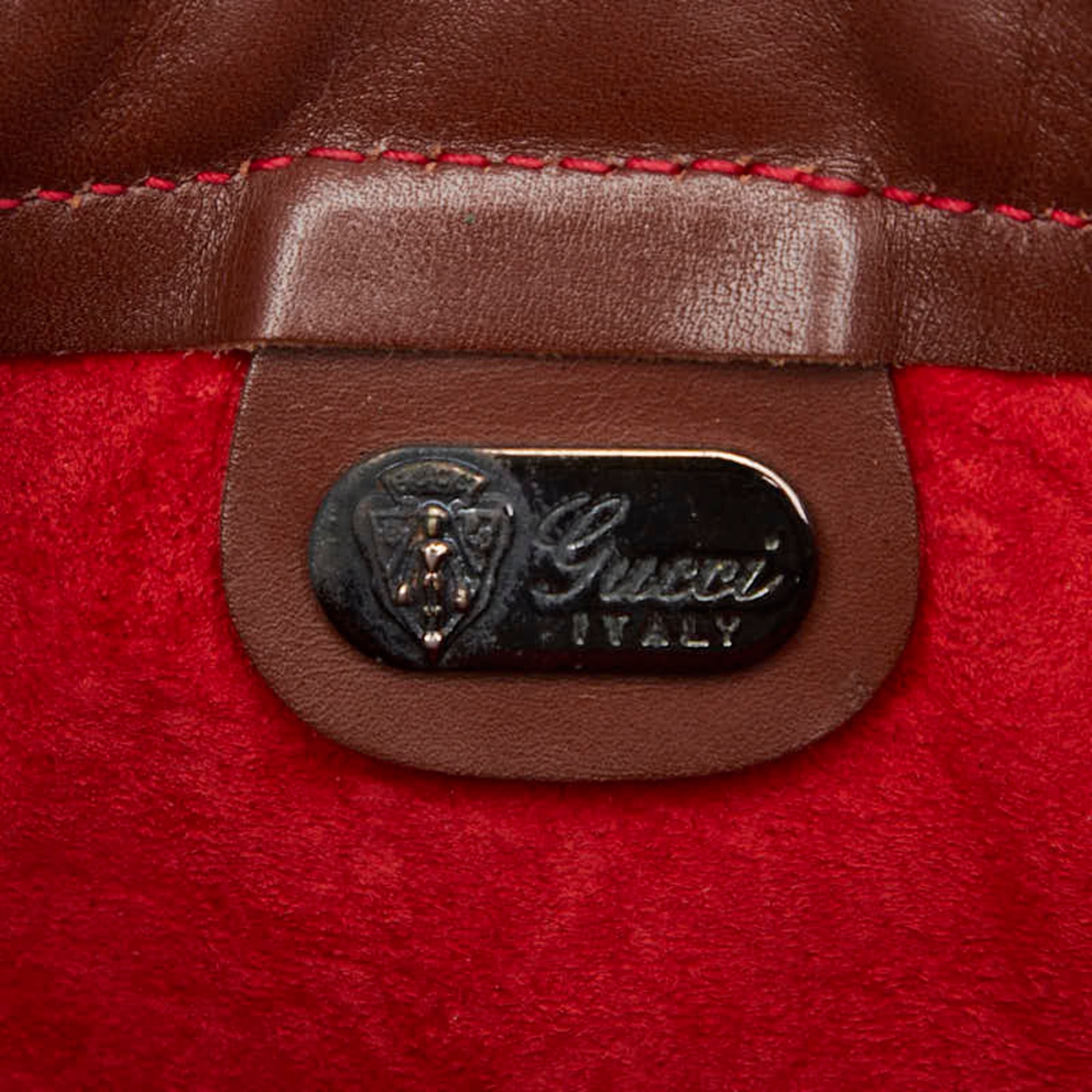Gucci Red Brown Leather Shoulder Bag (Pre-Owned)