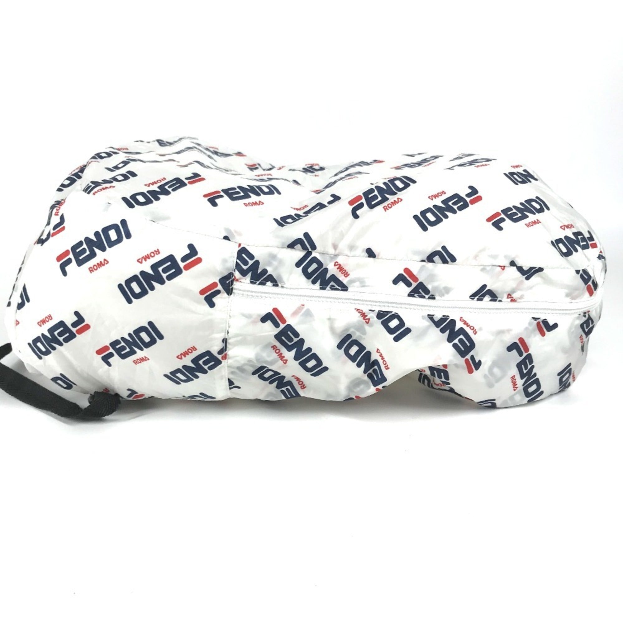 Fendi Navy Red Color White Nylon Backpack (Pre-Owned)