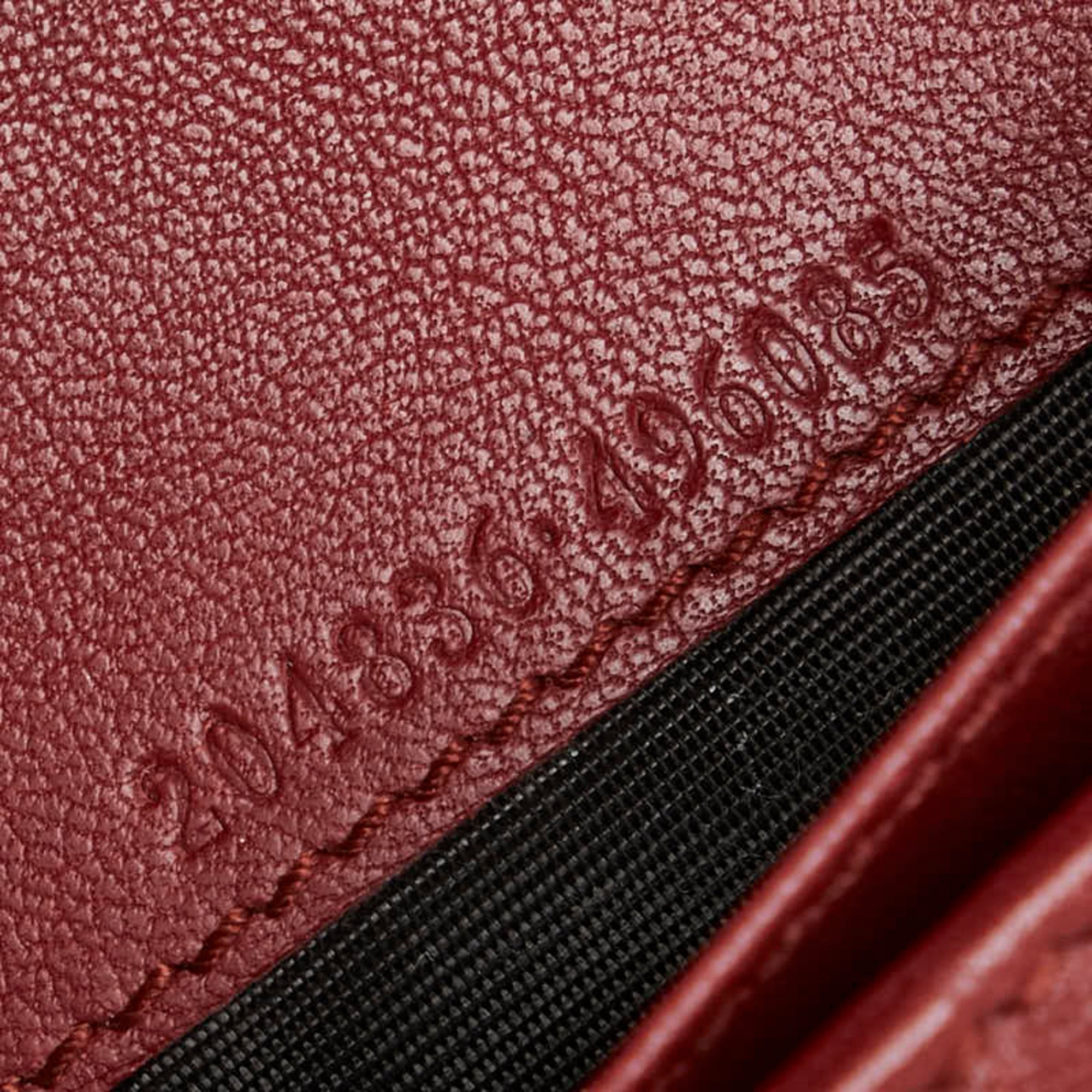 Gucci Beige Red Color Canvas Leather Long Wallet (Bi-Fold) (Pre-Owned)