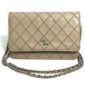Chanel Beige Leather Long Wallet (Bi-Fold) (Pre-Owned)