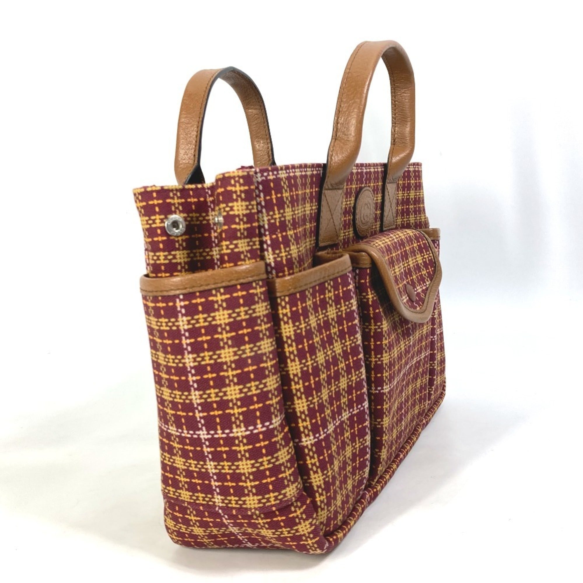 Gucci Bordeaux Brown Canvas Leather Handbag Tote Bag (Pre-Owned)