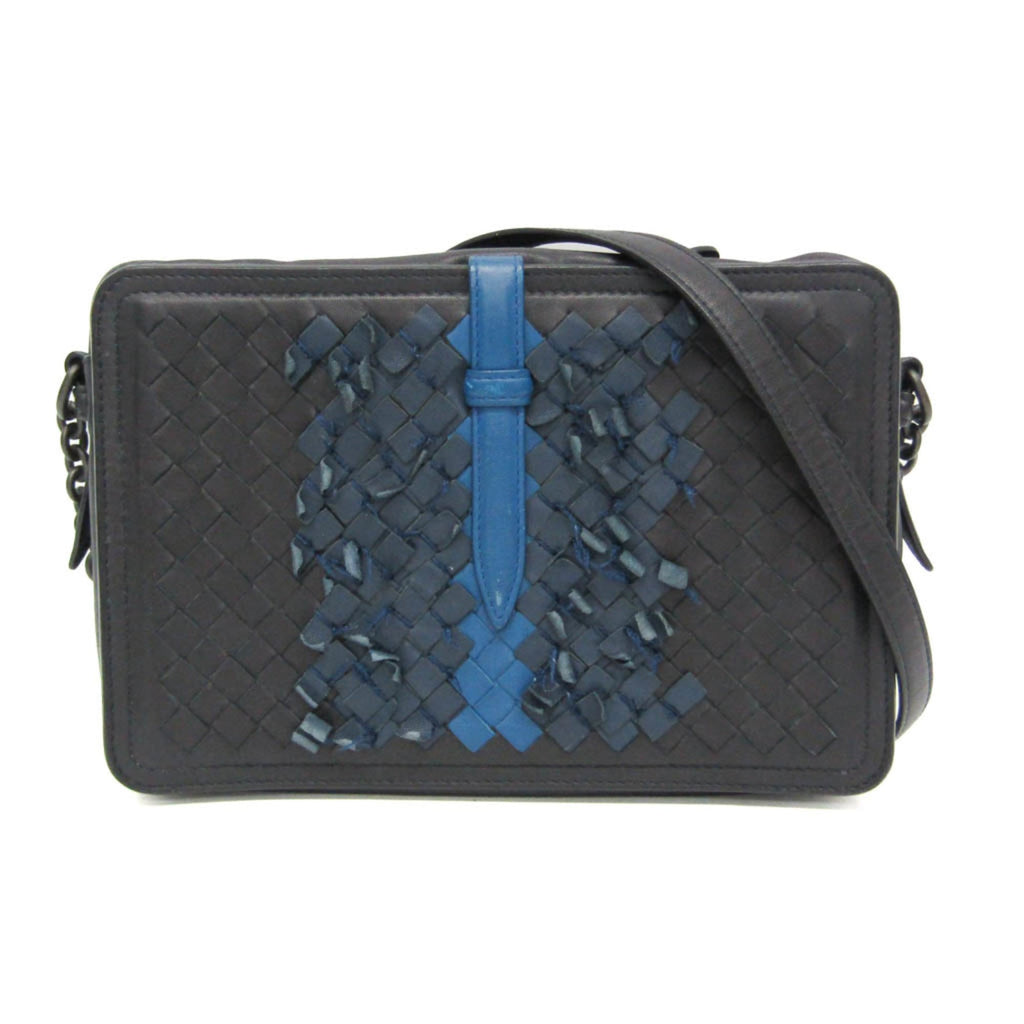 Bottega Veneta Belt Flap Camera Bag Intrecciato Nappa Navy Leather Shoulder Bag Bag (Pre-Owned)