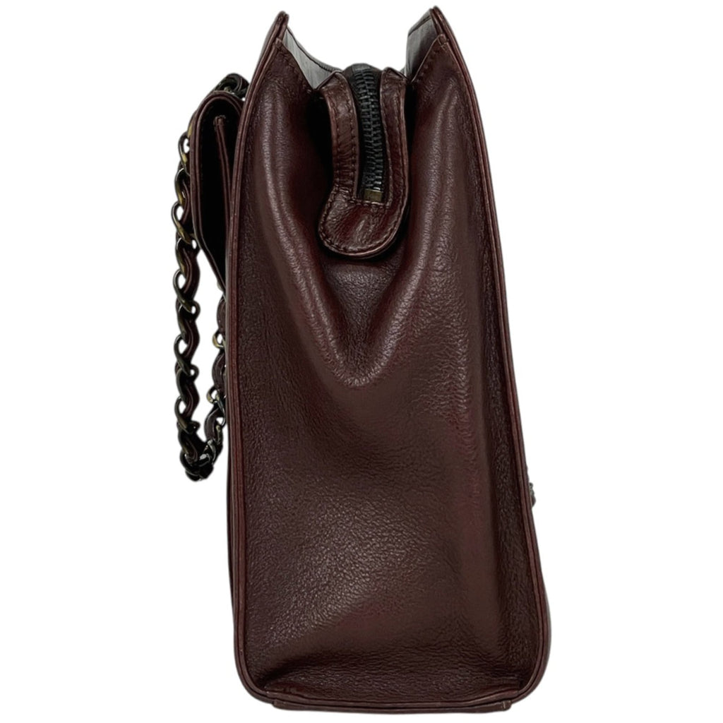 Chanel Brown Leather Handbag Tote Bag (Pre-Owned)