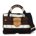 Prada Black Brown White Canvas Handbag (Pre-Owned)