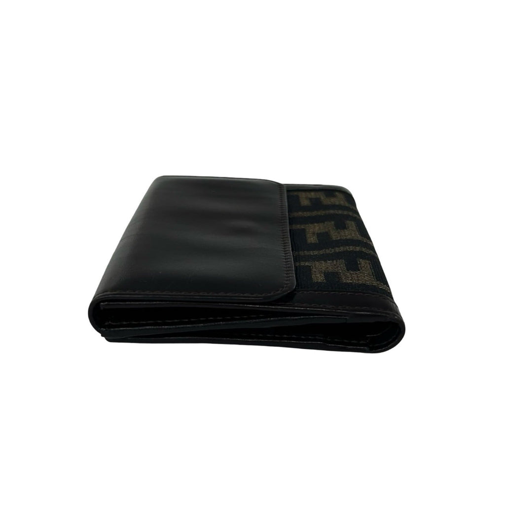 Fendi Black Brown Canvas Leather Wallet (Bi-Fold) (Pre-Owned)