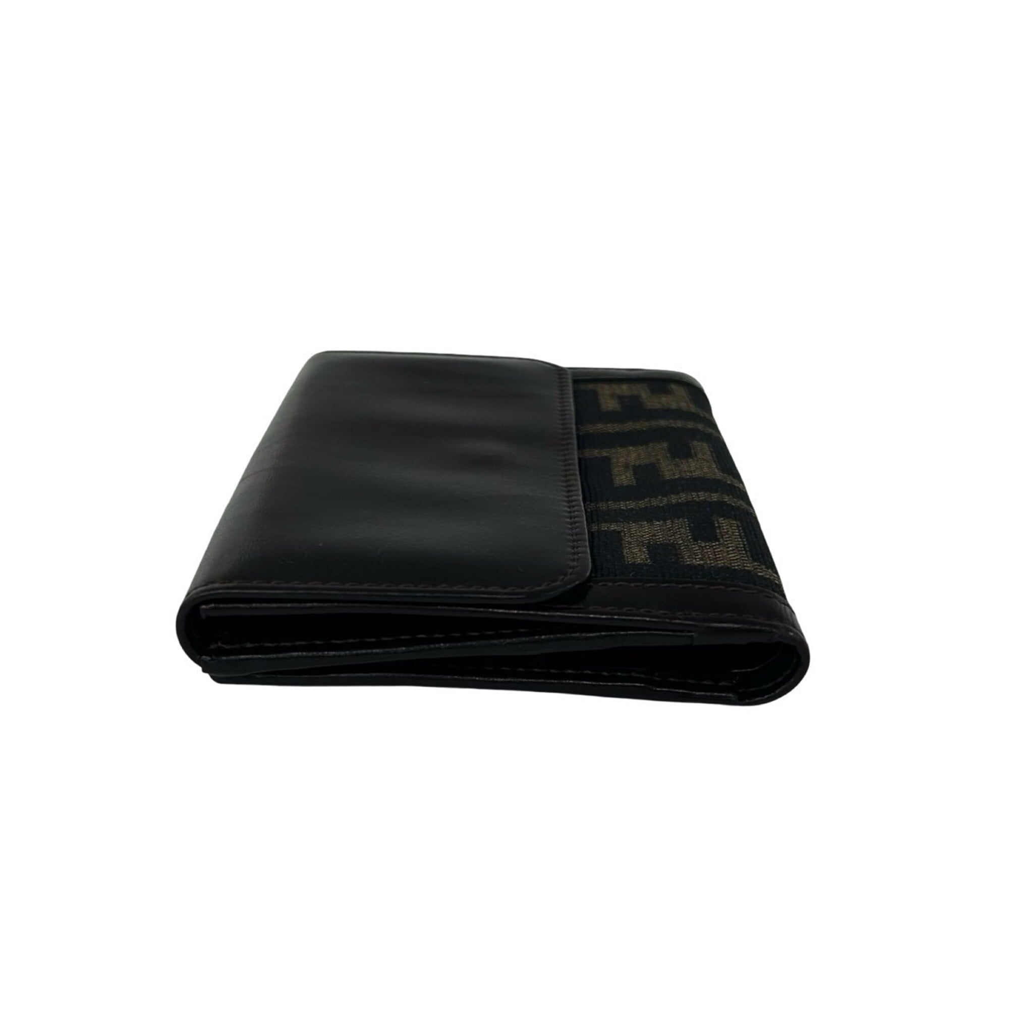 Fendi Black Brown Canvas Leather Wallet (Bi-Fold) (Pre-Owned)