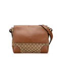 Gucci Beige Brown Canvas Leather Shoulder Bag (Pre-Owned)