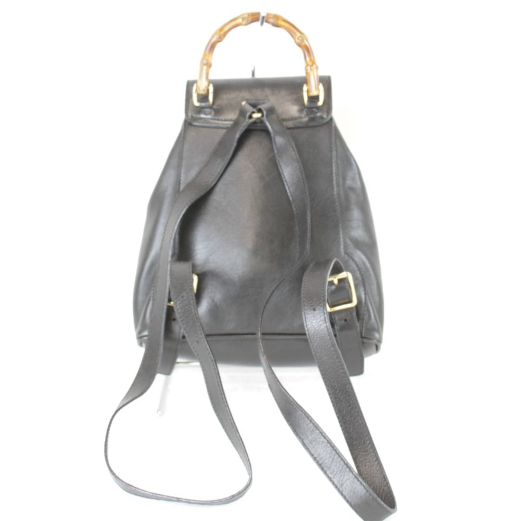 Gucci Black Bamboo Leather Backpack (Pre-Owned)