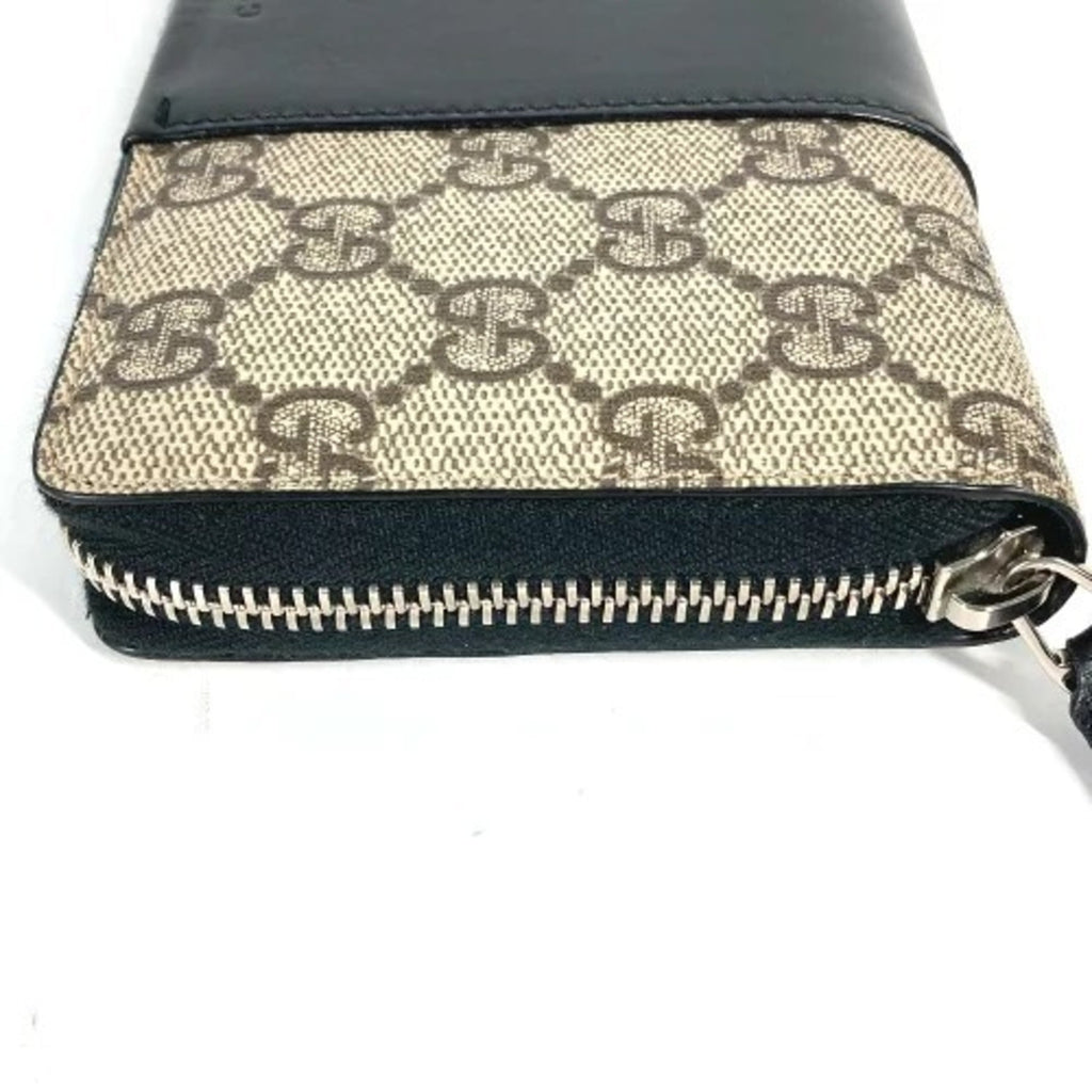Gucci Beige Black Pvc Leather Long Wallet (Bi-Fold) (Pre-Owned)