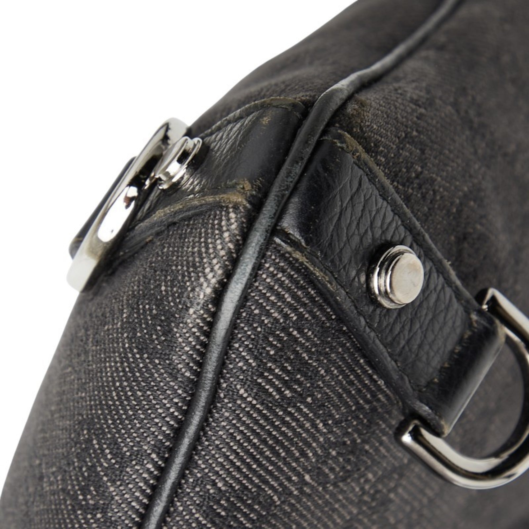 Gucci Black Canvas Leather Shoulder Bag (Pre-Owned)