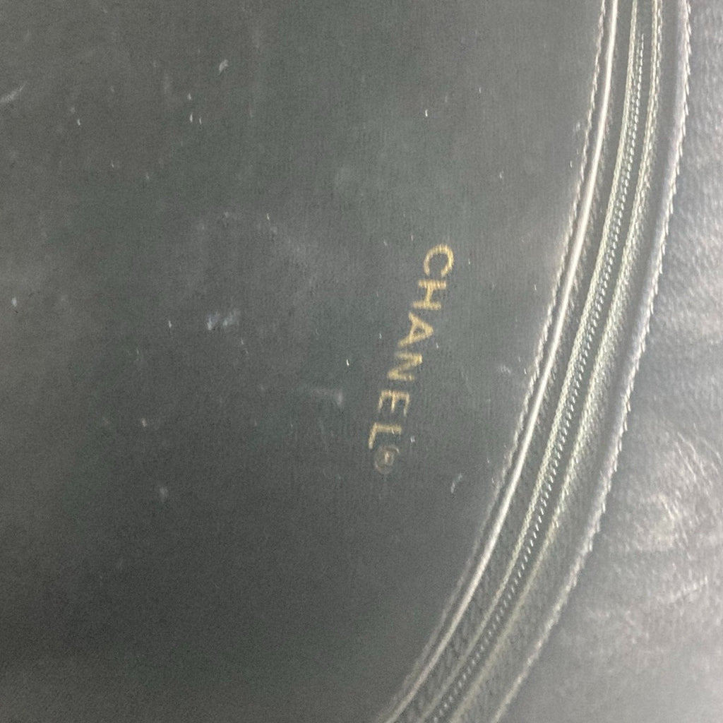 Chanel Dark Navy Leather Boston Bag Shoulder Bag Tote Bag (Pre-Owned)