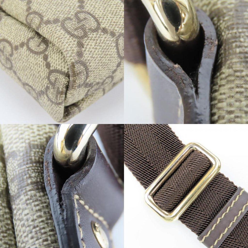Gucci Beige Dark Brown Gg Supreme Leather Shoulder Bag (Pre-Owned)