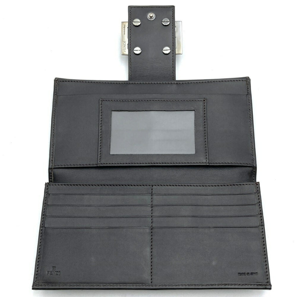 Fendi Zucchino Brown Canvas Long Wallet (Bi-Fold) (Pre-Owned)