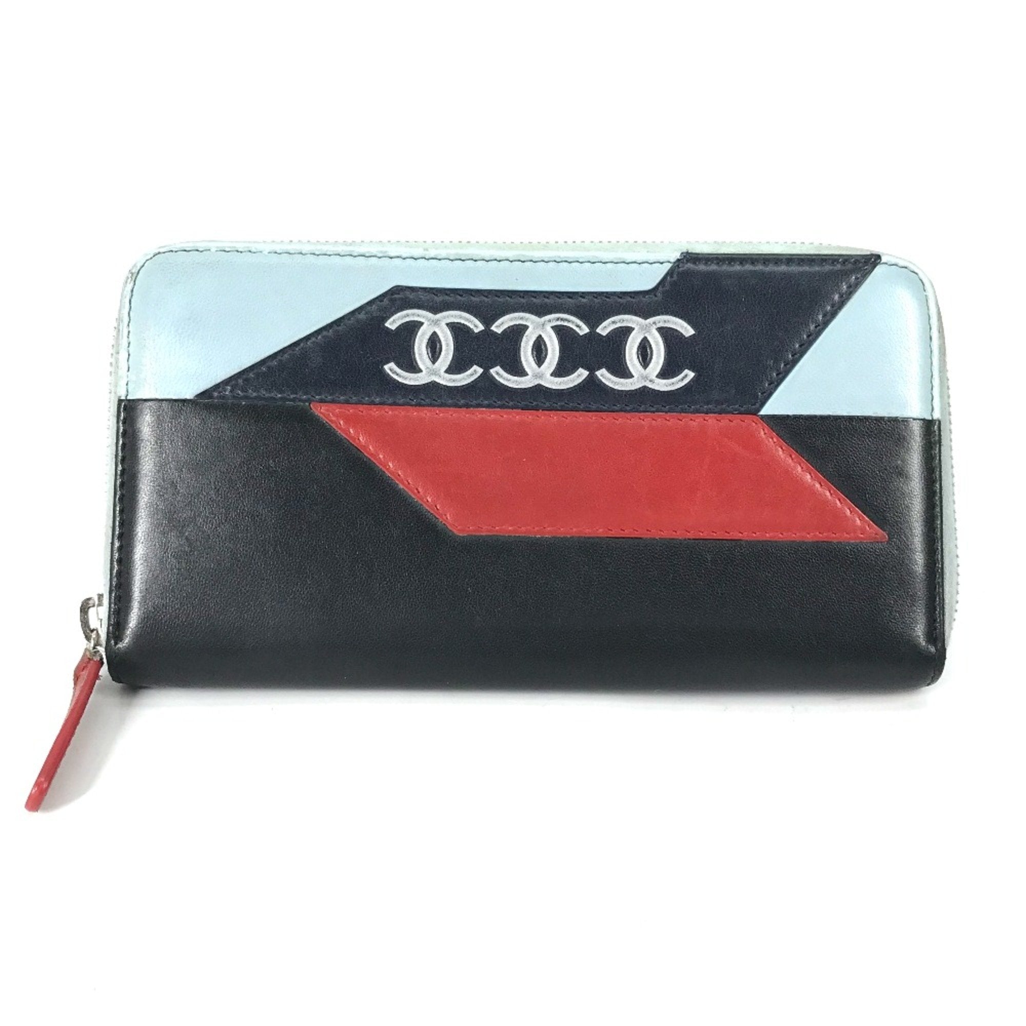 Chanel Black Leather Long Wallet (Bi-Fold) (Pre-Owned)