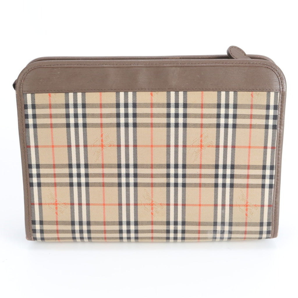 Burberry Brown Leather Canvas Pouch (Pre-Owned)