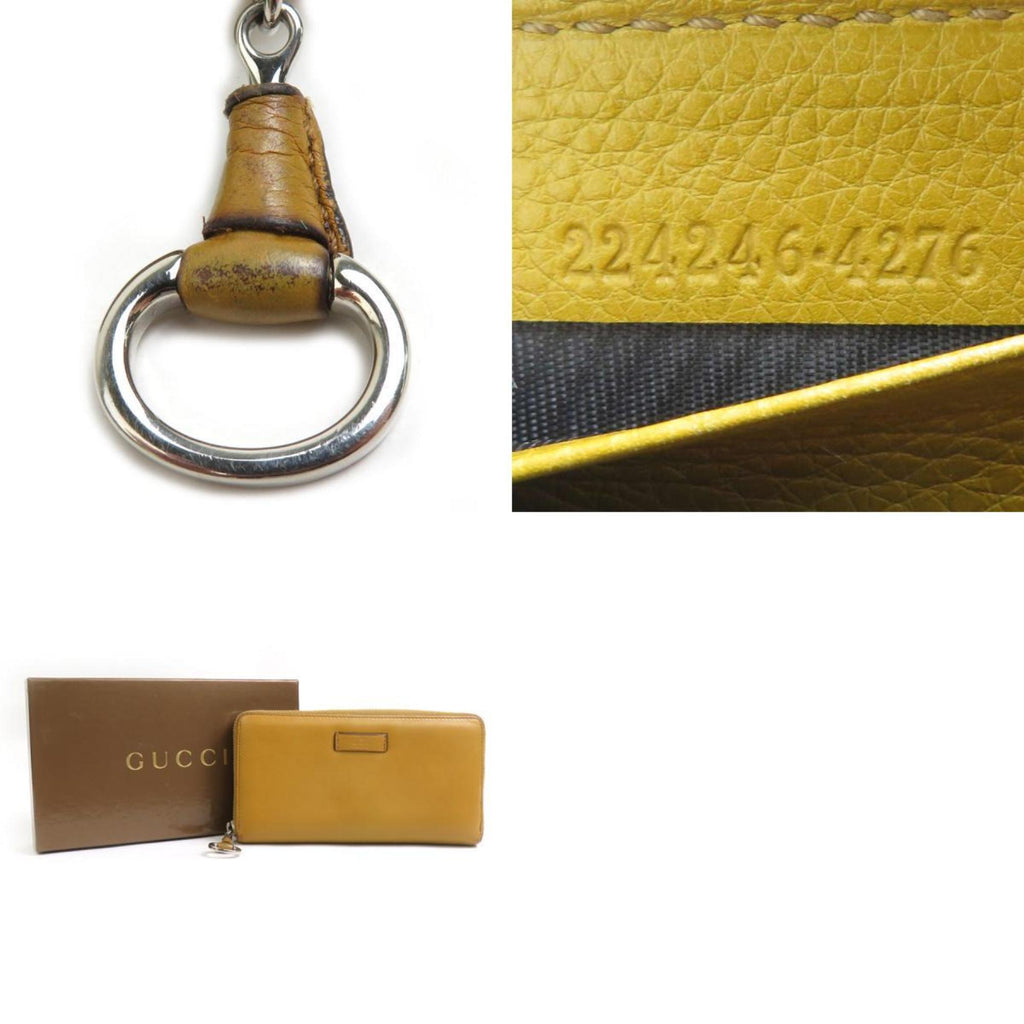 Gucci Beige Brown Leather Long Wallet (Bi-Fold) (Pre-Owned)