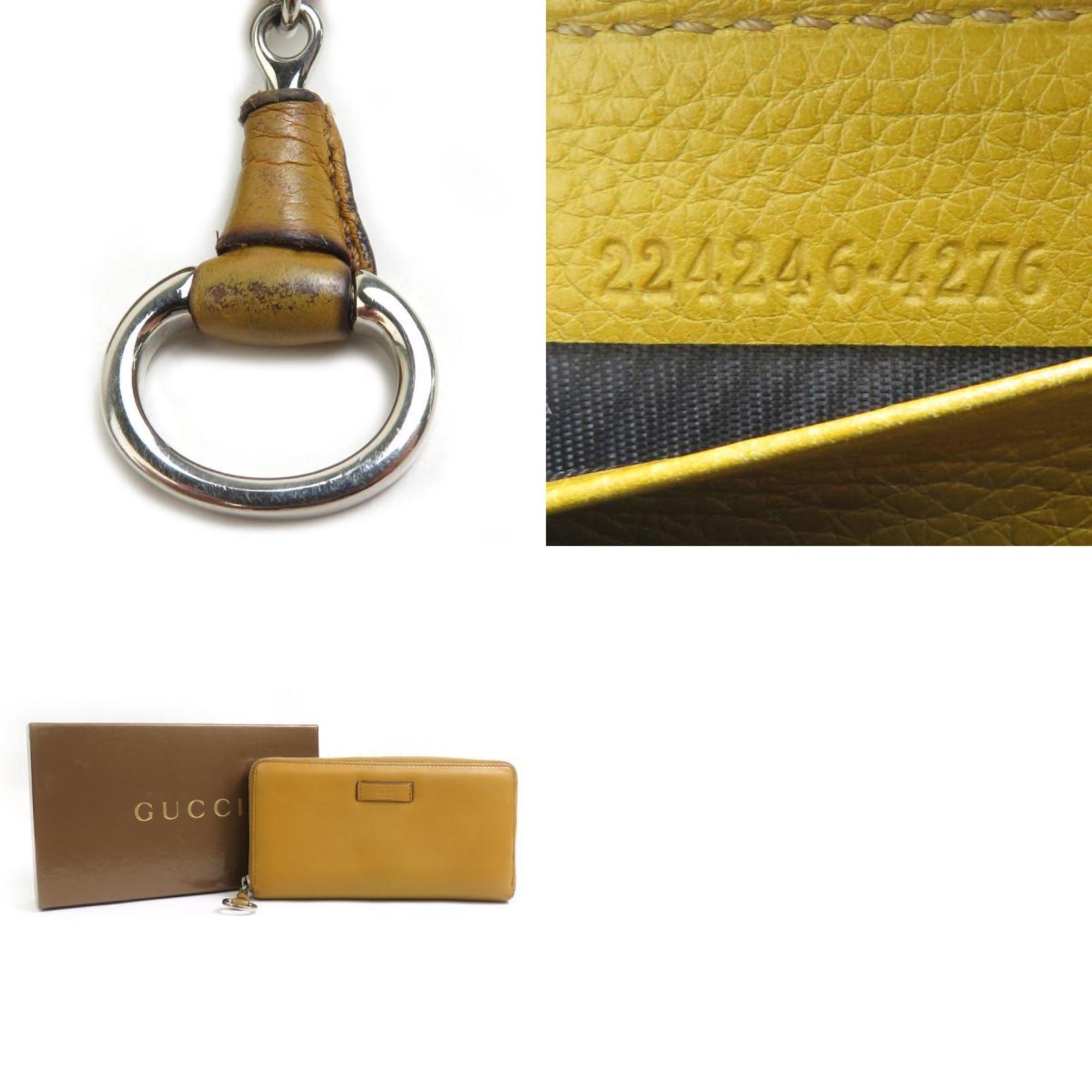 Gucci Beige Brown Leather Long Wallet (Bi-Fold) (Pre-Owned)