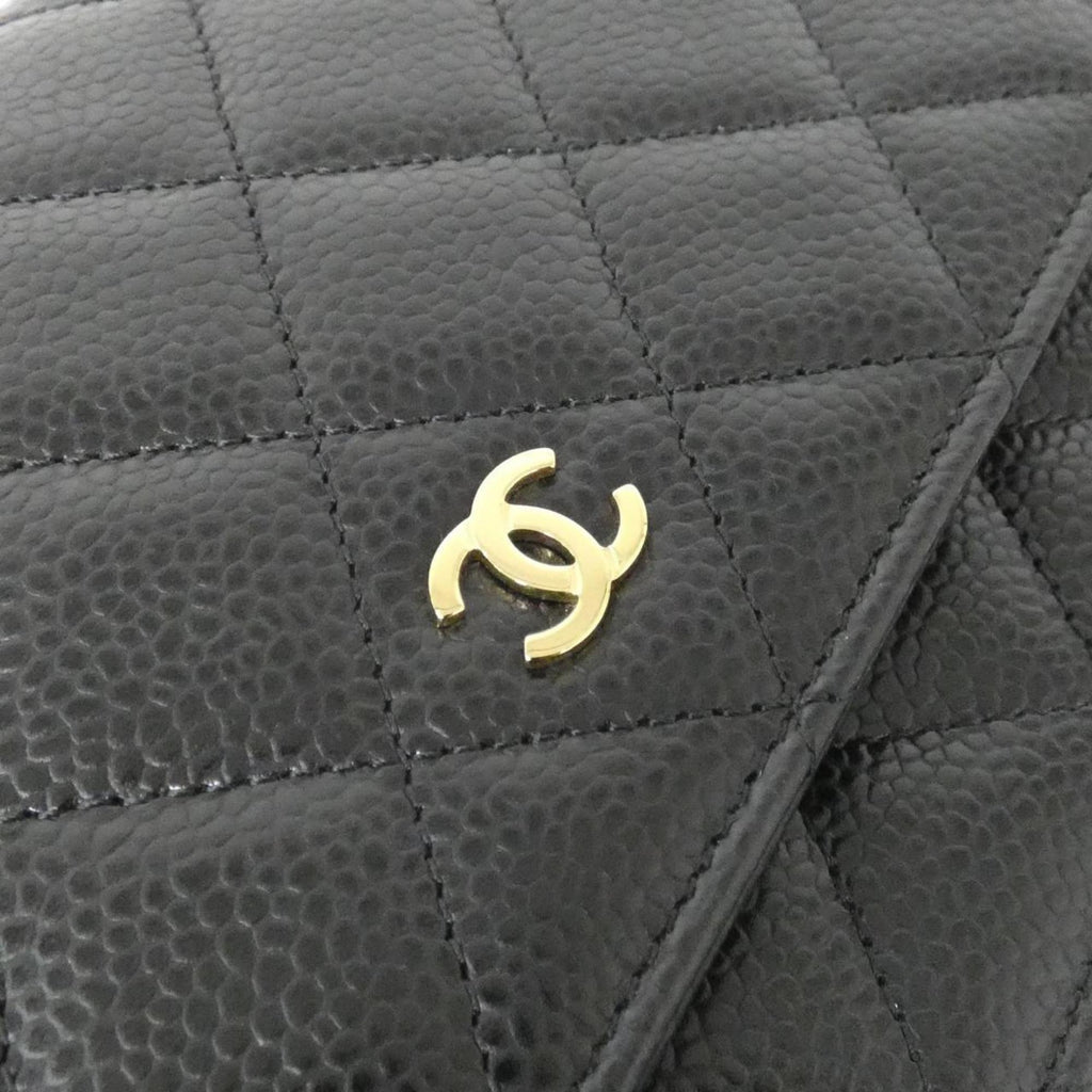 Chanel Black Bordeaux Grained Calfskin Chain/Shoulder Wallet (Pre-Owned)