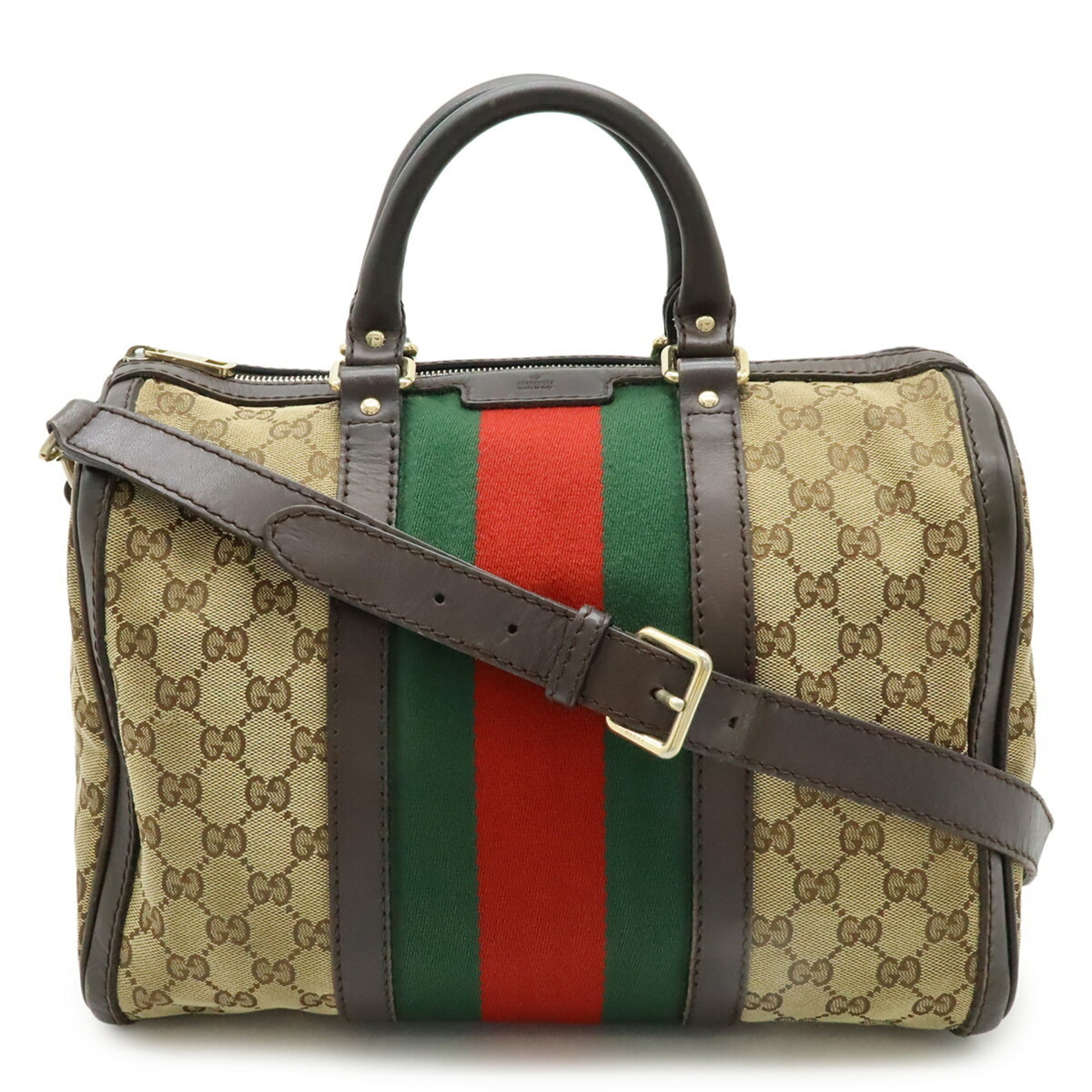 Gucci Beige Black Dark Brown Green Khaki Red Color Yellow Gg Canvas Handbag Shoulder Bag (Pre-Owned)