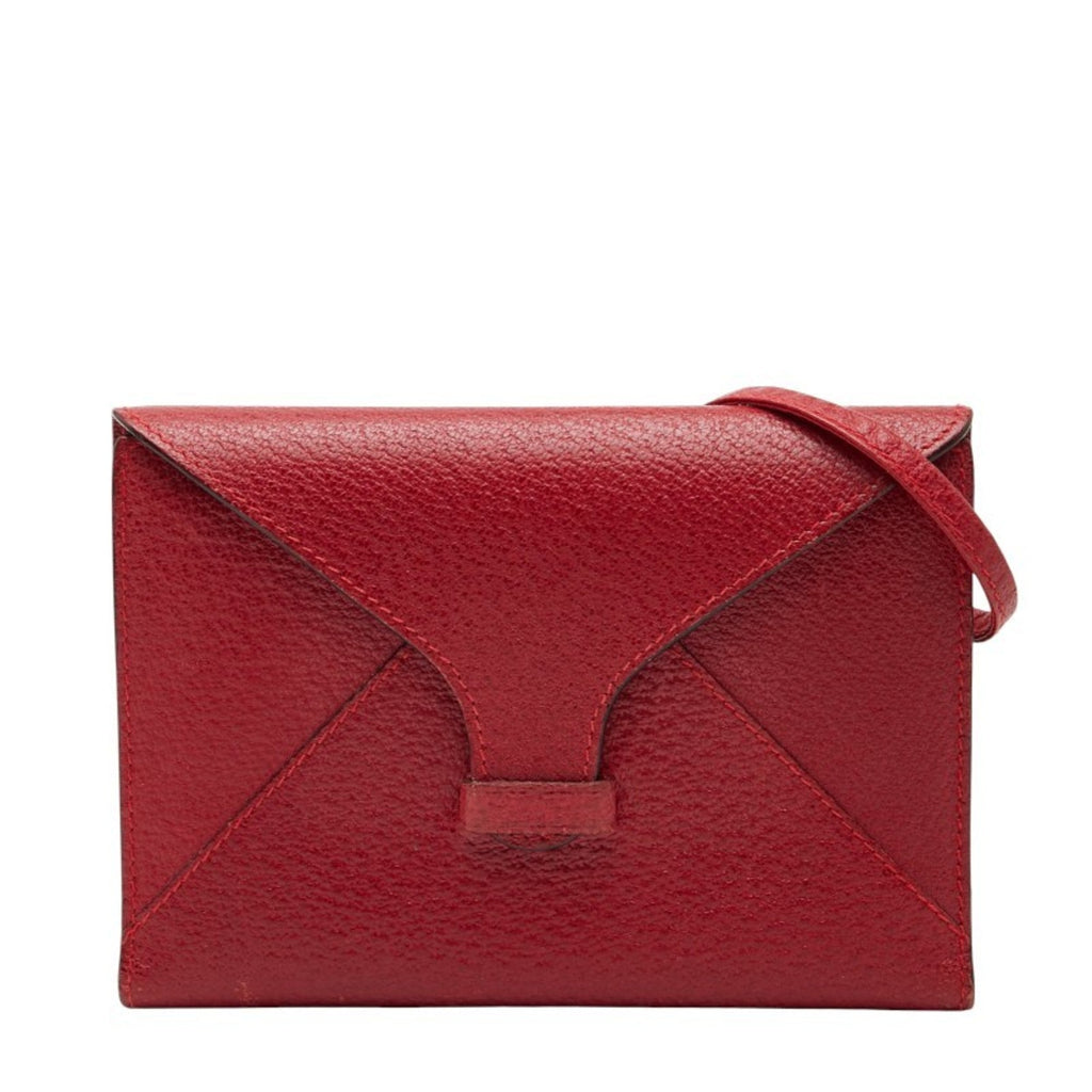 Gucci Red Color Leather Chain/Shoulder Wallet (Pre-Owned)