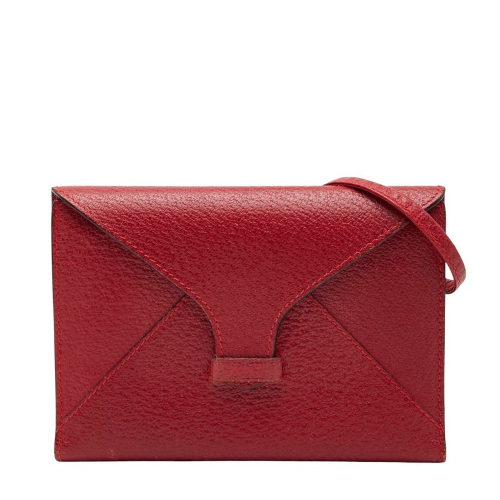 Gucci Red Color Leather Chain/Shoulder Wallet (Pre-Owned)